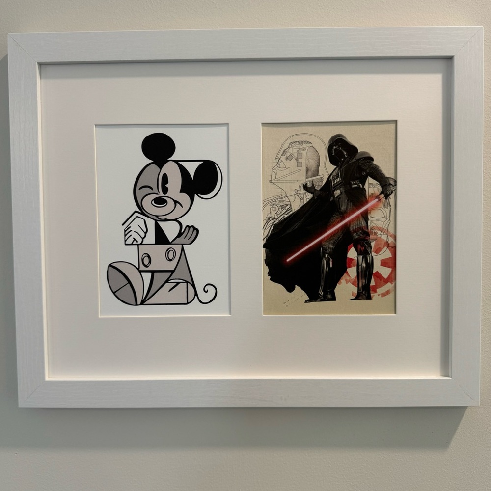 LE Disney Star Wars (2) 5”x7” Postcard Prints Matted In 11”x14” Frame